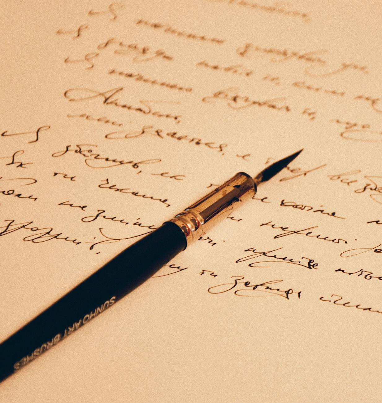 vintage calligraphy with classic ink pen